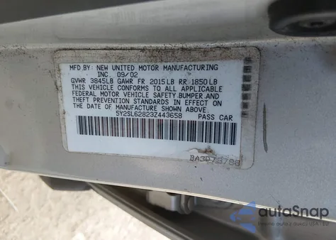 2003 Pontiac Vibe z USA, uszkodzony, nr VIN 5Y2SL62823Z443658